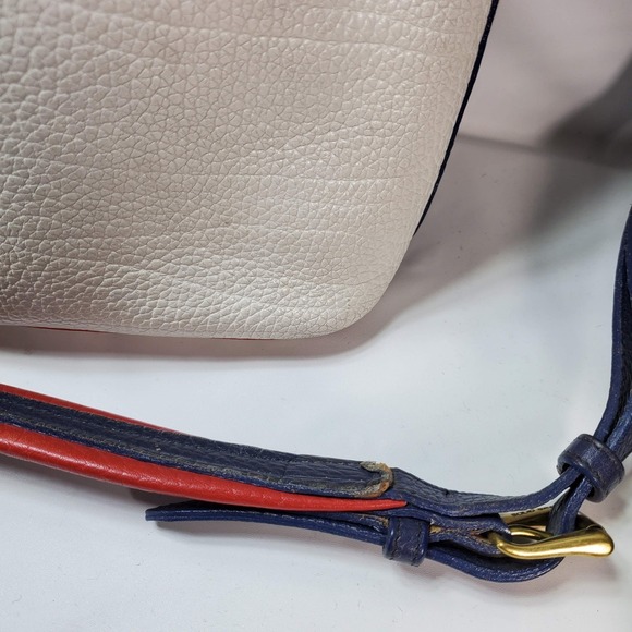 Vintage DOONEY & BOURKE White Blue Red Leather Teton Drawstring Bag Shoulder - Picture 5 of 9